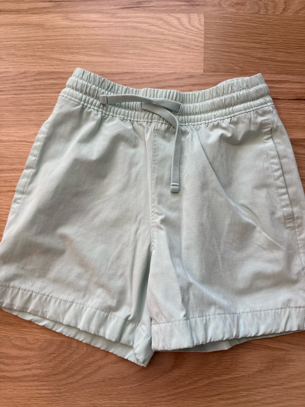 Boys Light Mint Green Drawstring Shorts- mesh lined